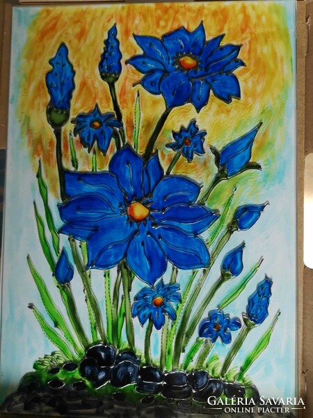 Stained glass picture - blue flower