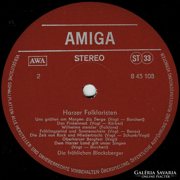 Harzer Folkloristen – Harzer Folkloristen bakelit lemez