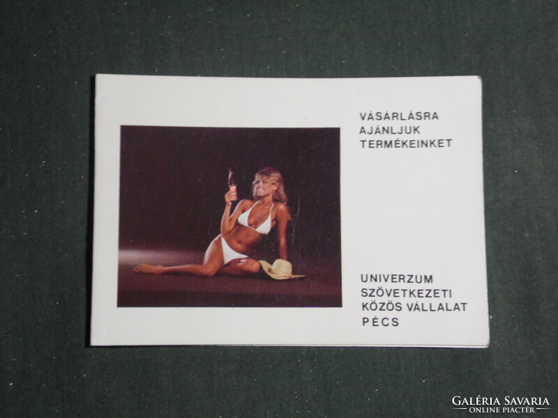 Card calendar, universe leather clothing company, Pécs, erotic female model, 1984, (3)