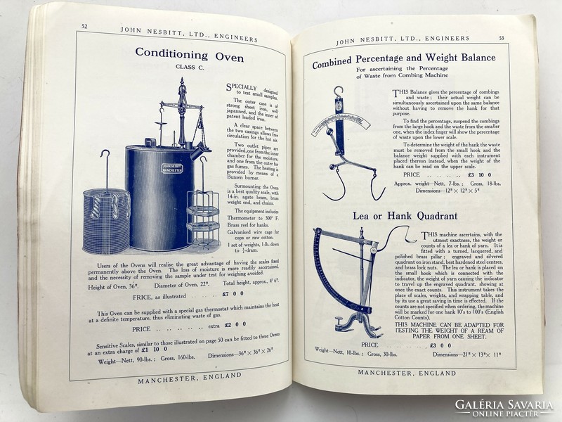 Antique Illustrated Price List from 1924 - Textile Machinery, Tools, John Nesbitt, Manchester