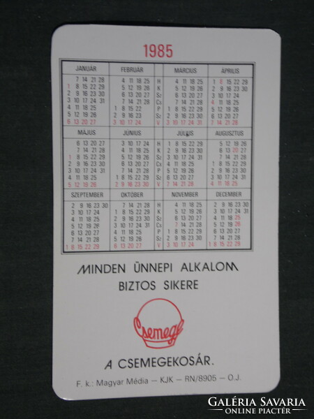 Card calendar, delicatessen abc stores, delicatessen basket, 1985, (3)