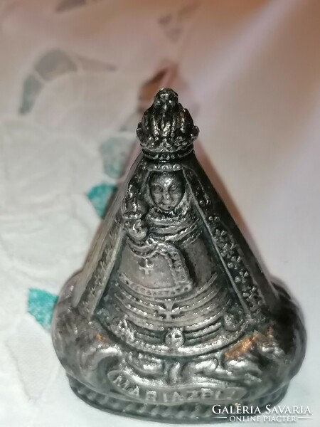 Antik, gyönyörű Szűz Mária ezüst színű fém emléktárgy, kegytárgy