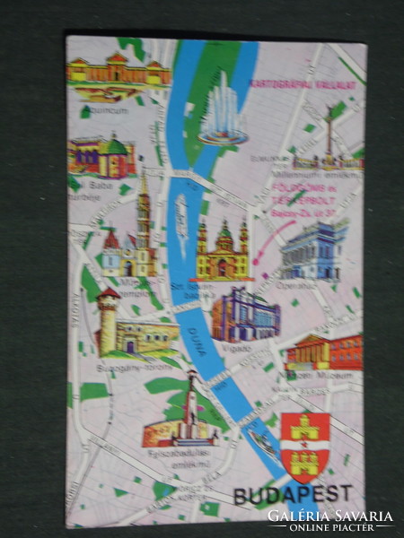 Kártyanaptár, Kartográfiai térkép vállalat, Budapest térkép részletek,1985,   (3)