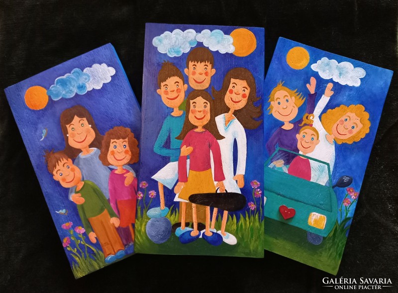 Handmade, unique pictures, paintings about family