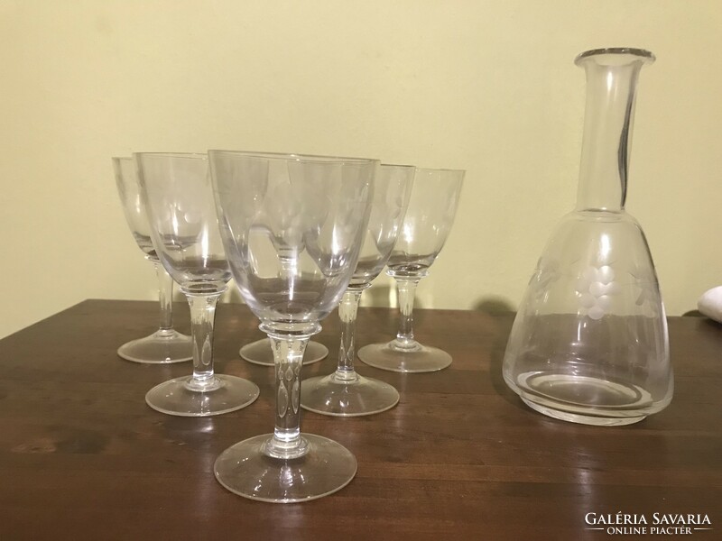 Old glass wine offering set