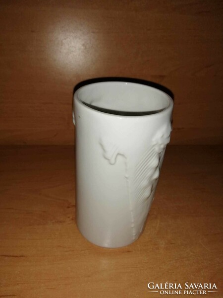 Hölóháza porcelain vase with embossed pattern - 13.5 cm high (21/d)