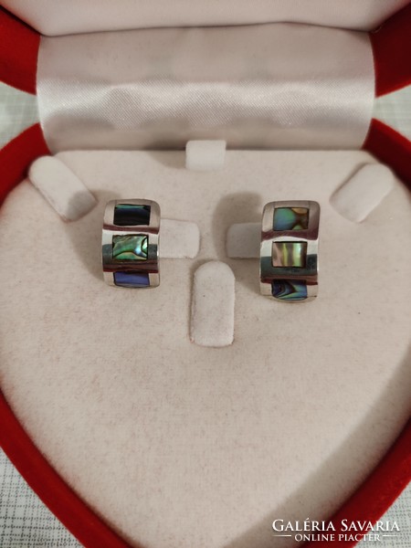 Silver earrings with abalone shells