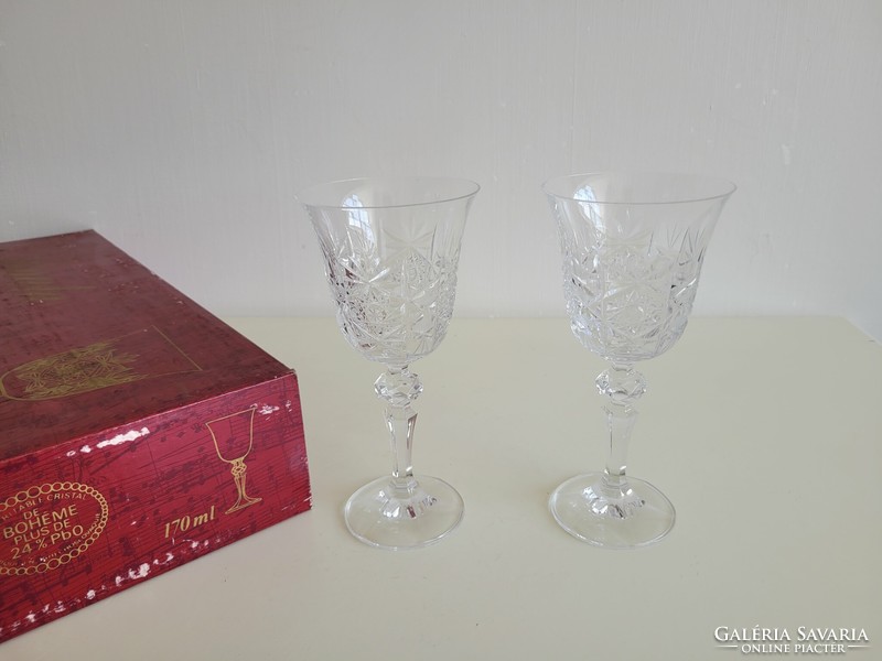 Retro bohemia crystal glass mid century 2 pcs 170 ml stemmed glasses