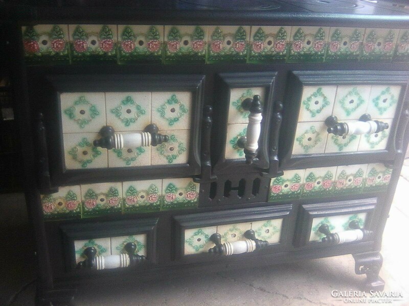 100-year-old art nouveau Belgian tile stove, sparhelt, sparherd, brand new
