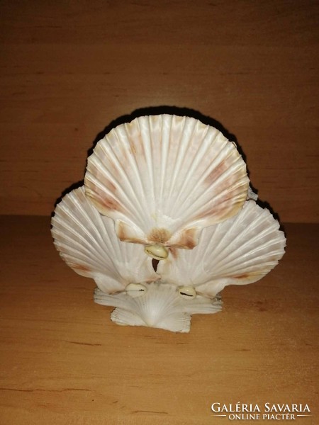 A Christian mini altar with a holy song and the baby Jesus, made using seashells