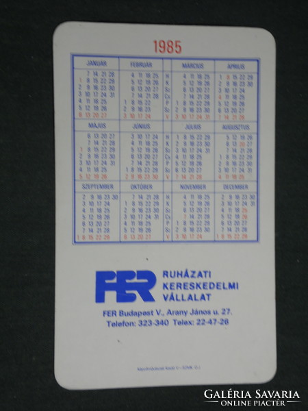 Card calendar, fer clothing fashion store, specialty store, Budapest, male model, 1985, (3)
