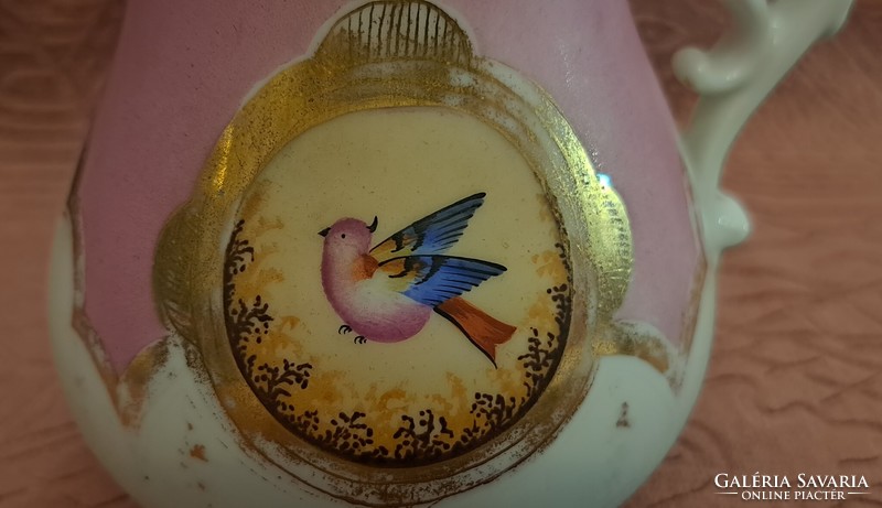 Antik madaras porcelán kiöntő (M4329)