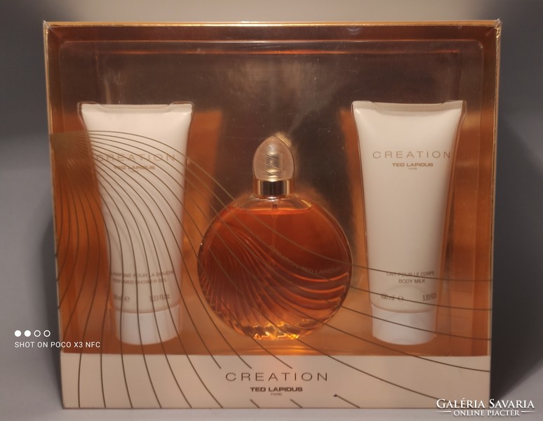 Vintage Creation Ted Lapidus szett dobozában parfüm + testápoló + tusfürdő ajándék szett