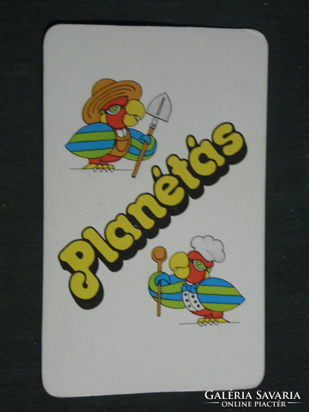 Kártyanaptár, Könyvterjesztő vállalat, Planétás magazin ,újság, grafikai rajzos,papagáj,1985,   (3)
