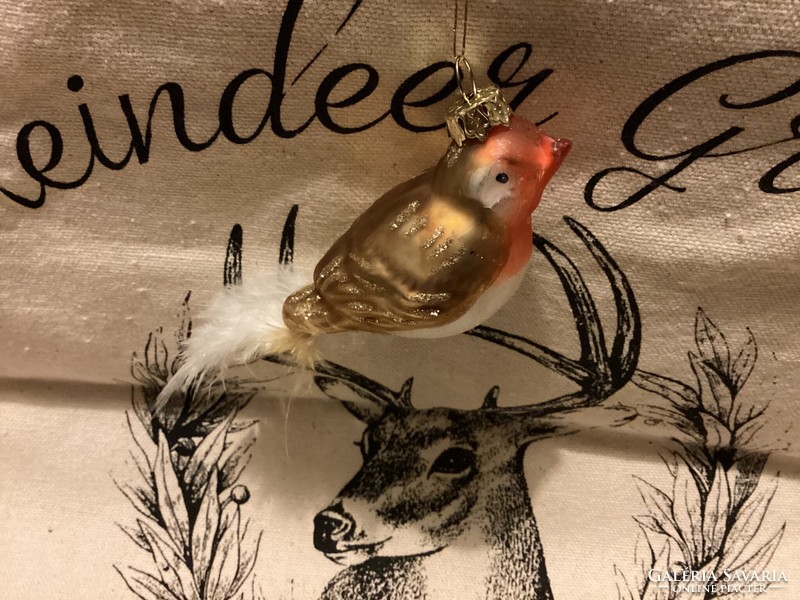 Üveg akasztós madár madárka vörösbegy?karácsonyfadísz