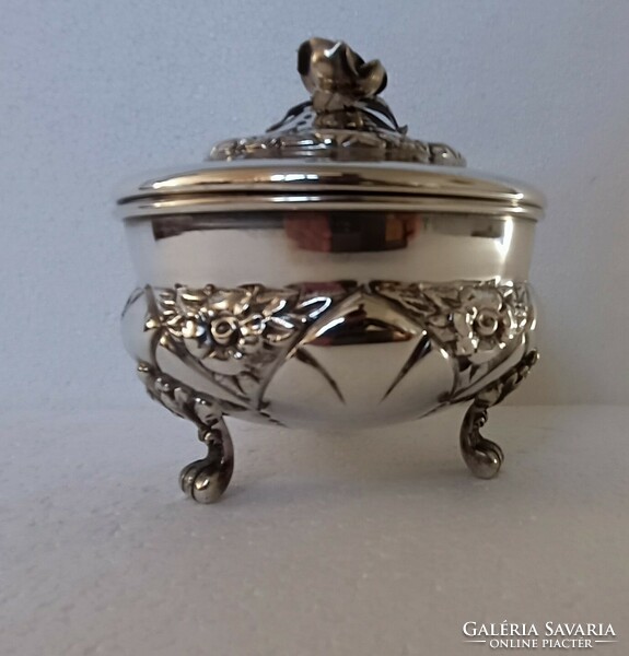 Antique silver sugar box bonbonier 30-40 years Viennese rose 357gr. Gilt r