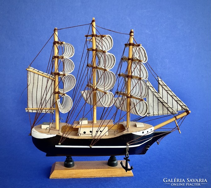 Wooden sailing ship model ornament