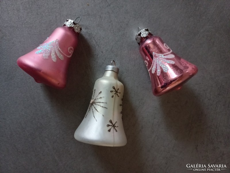 3 old Austrian bells, bells, glass Christmas tree ornaments