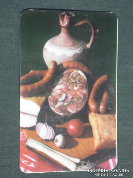 Kártyanaptár, Kaposvár húsfeldolgozó kombinát, disznósajt,1985,   (3)