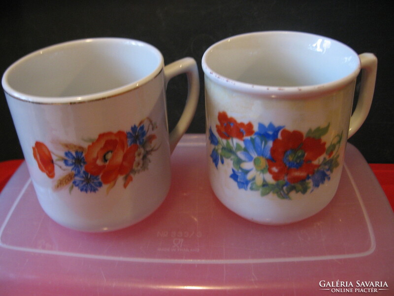 2 antique wilhelmsburg poppy mugs