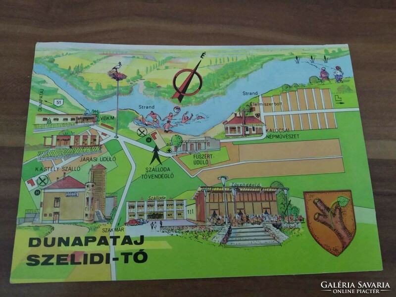 Dunapataj-Szelidi tó, térképes képeslap, bélyegezve 1973