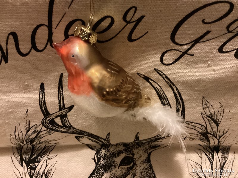 Üveg akasztós madár madárka vörösbegy?karácsonyfadísz