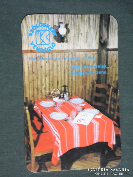 Card calendar, vineyard restaurant, Pécs, 1986, (3)