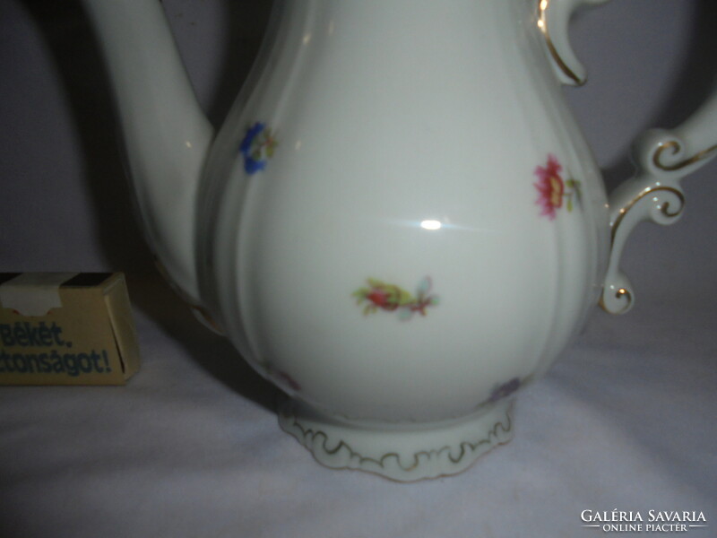 Zsolnay small floral, gold-feathered coffee pourer, jug