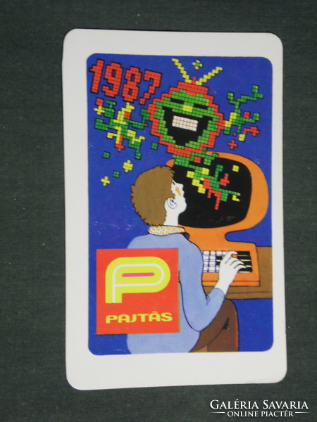 Kártyanaptár,Pajtás ifjúsági,úttörő magazin,újság,grafikai rajzos,1987,   (3)