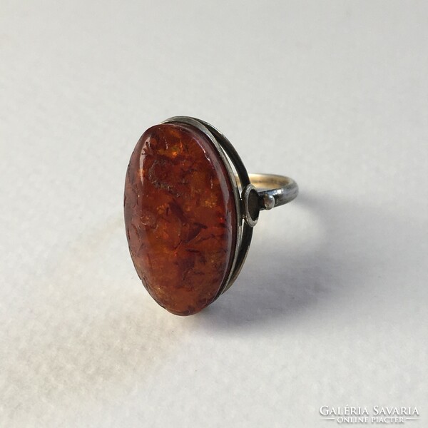 Russian amber stone ring