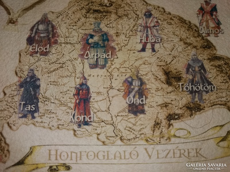 Antik jellegű Magyar Vezérek és a Történelmi Magyarország képeslap merített papíron a képek szerint