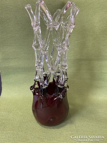 Very beautiful, broken, broken, retro glass vase, decorative vase