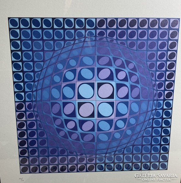Screen print with Vasarely mark, size 60 x 60 cm rarity.