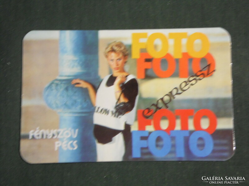 Card calendar, glossy fabric, photo district lab, Pécs, erotic female model, 1987, (3)