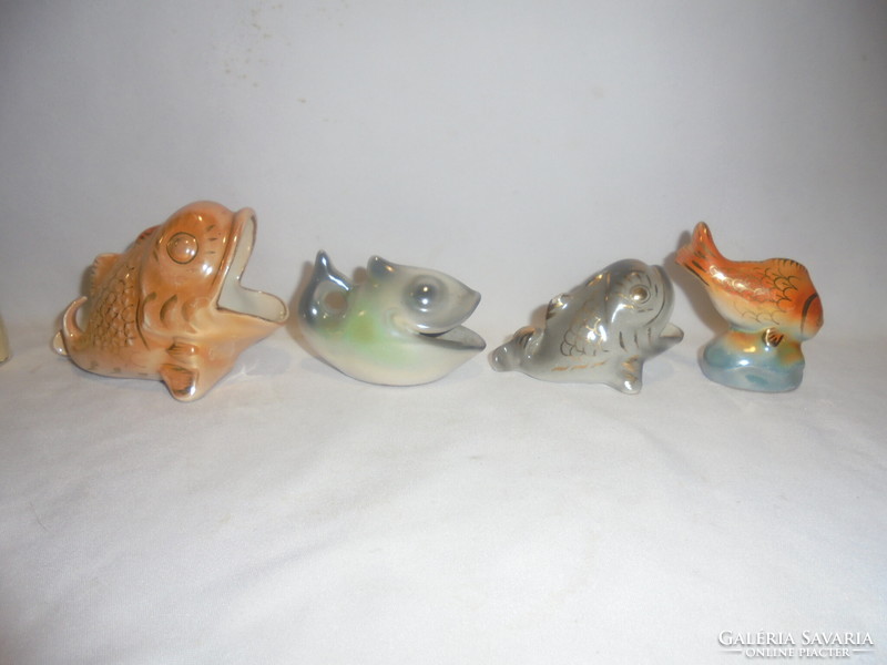 Négy darab Iparművész kerámia hal figura, nipp - együtt