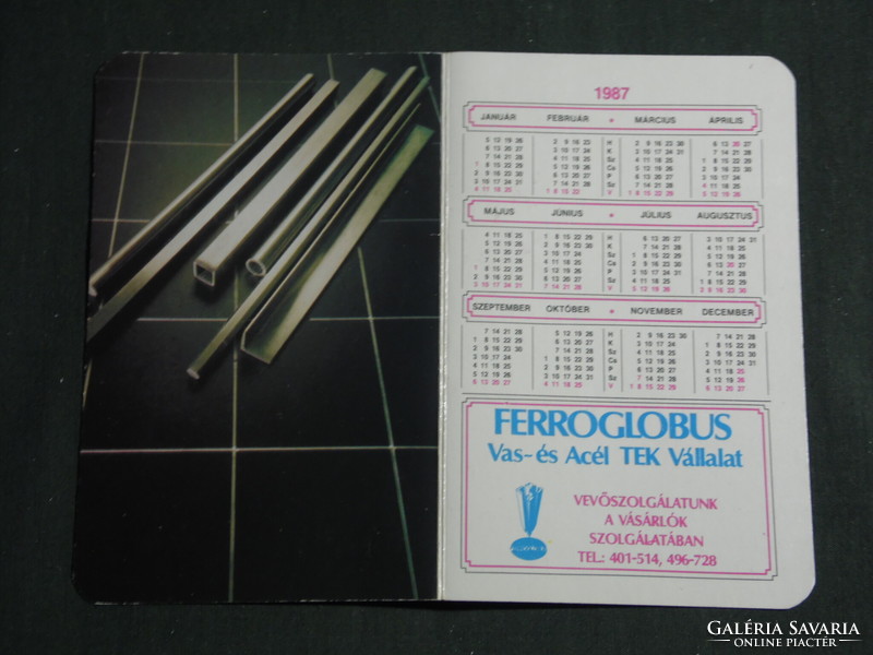 Card calendar, ferroglobus iron and steel company, Budapest, 1987, (3)