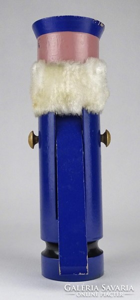 1O919 Régi kék figurális fa diótörő 21 cm