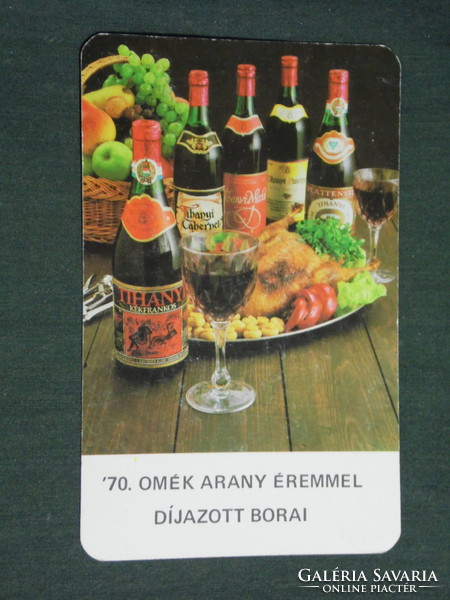 Card calendar, Badacsony wine farm, Tihany kékfrankos wine, 1986, (3)