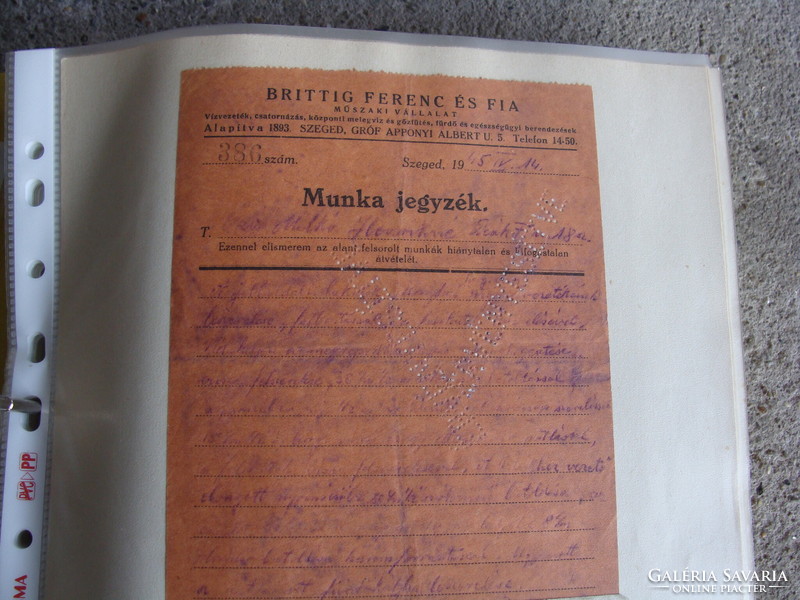 Invoice 305 Szeged 1915-1945