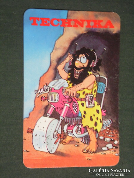 Card calendar, technology magazine, newspaper, graphic artist, humorous, ancient man 1986, (3)