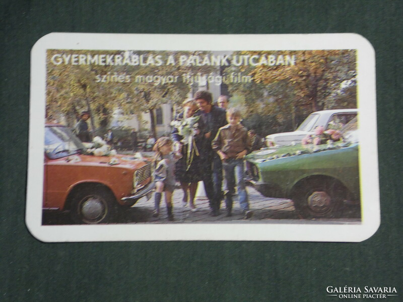 Kártyanaptár, MOKÉP mozi, gyermekrablás a Palánk utcában, Lada, Zsiguli autó, 1986,   (3)