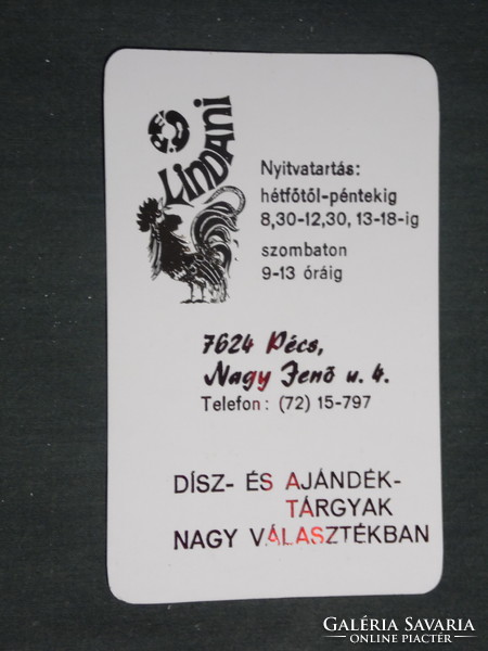 Card calendar, Lindani gift shop, Pécs, 1987, (3)
