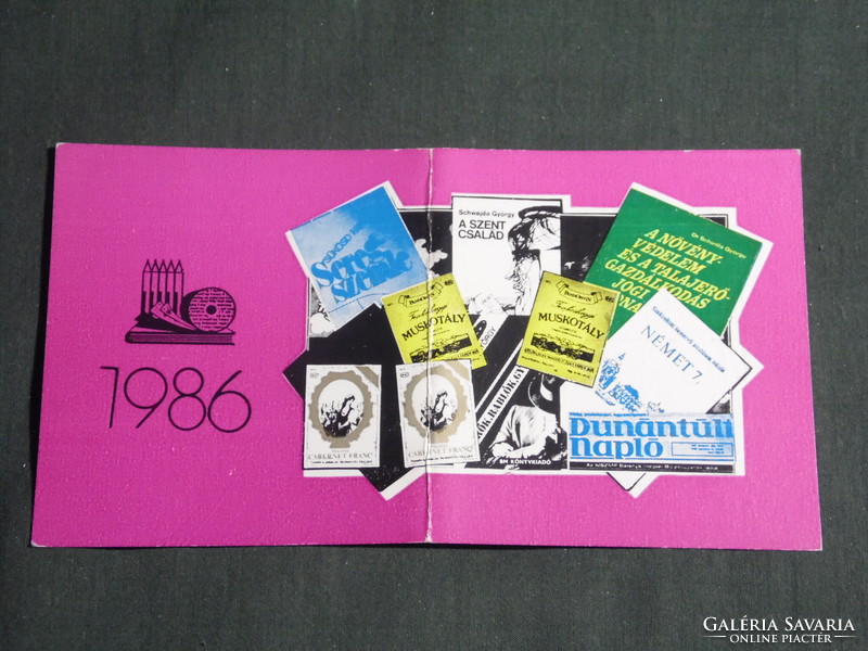 Card calendar, politics, party leadership, trade union, Kisz, Pécs, 1986, (3)