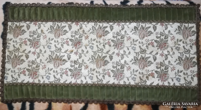Antique running tablecloth with gilded border.