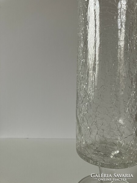 Német repesztett talpas fátyolüveg váza, Ingrid Glas