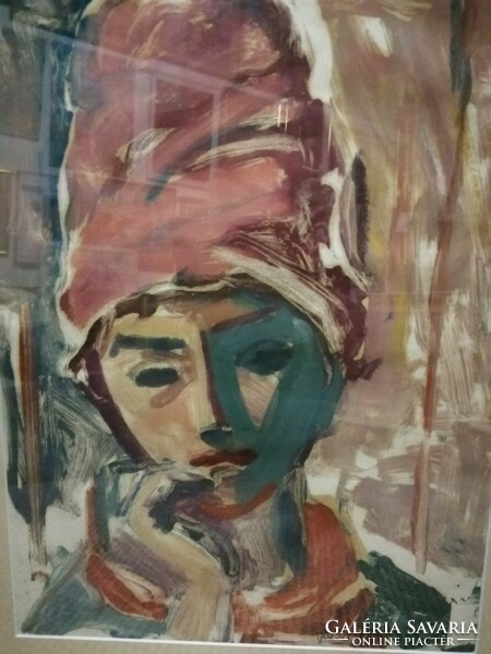 Józsa János festőművész Nő piros turbánban