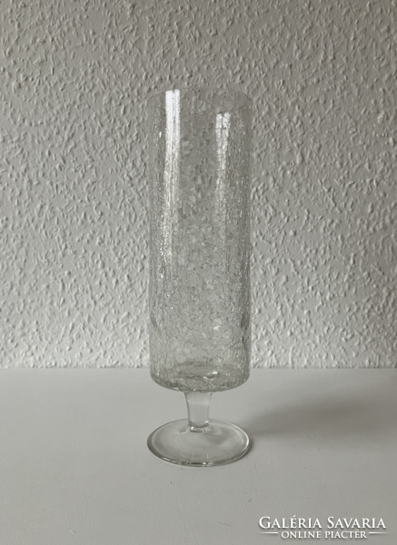 Német repesztett talpas fátyolüveg váza, Ingrid Glas