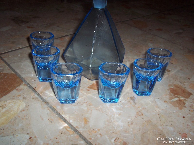 Blue glass short drink set