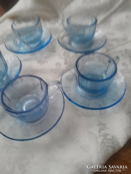 Blue glass coffee cup 5 pieces