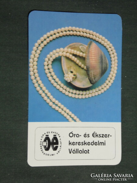 Kártyanaptár, Óra ékszer vállalat, gyöngy nyaklámc,kagyló,1987,   (3)